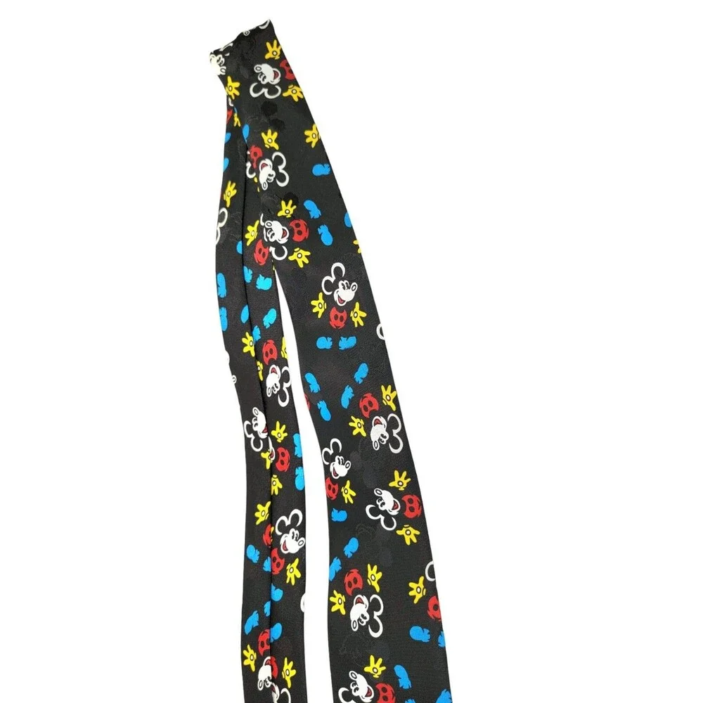 Disney Mickey Mouse Graphic Mens Tie Black Necktie Dance 54”